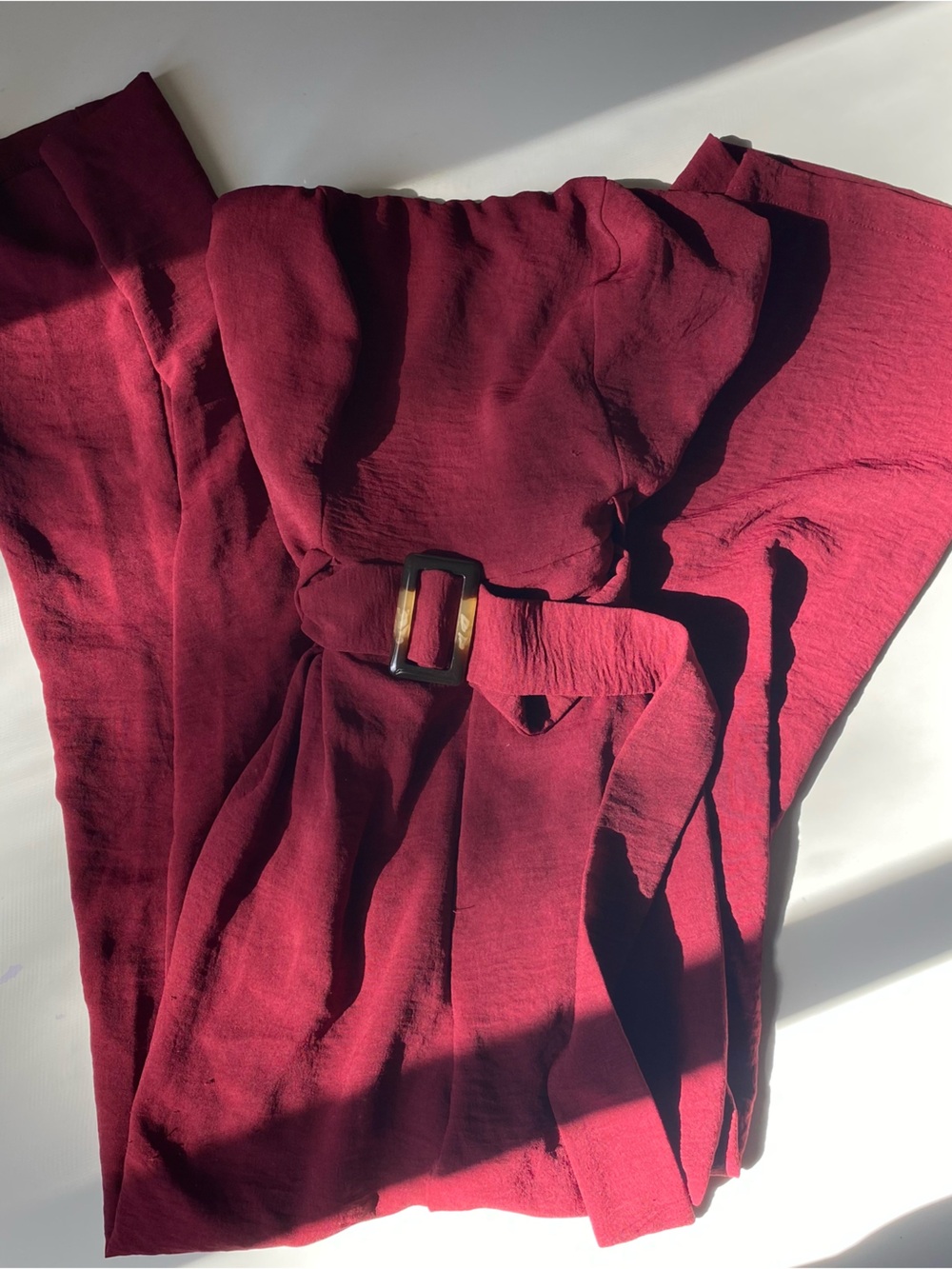 Women's Burgundy Belted jumpsuit